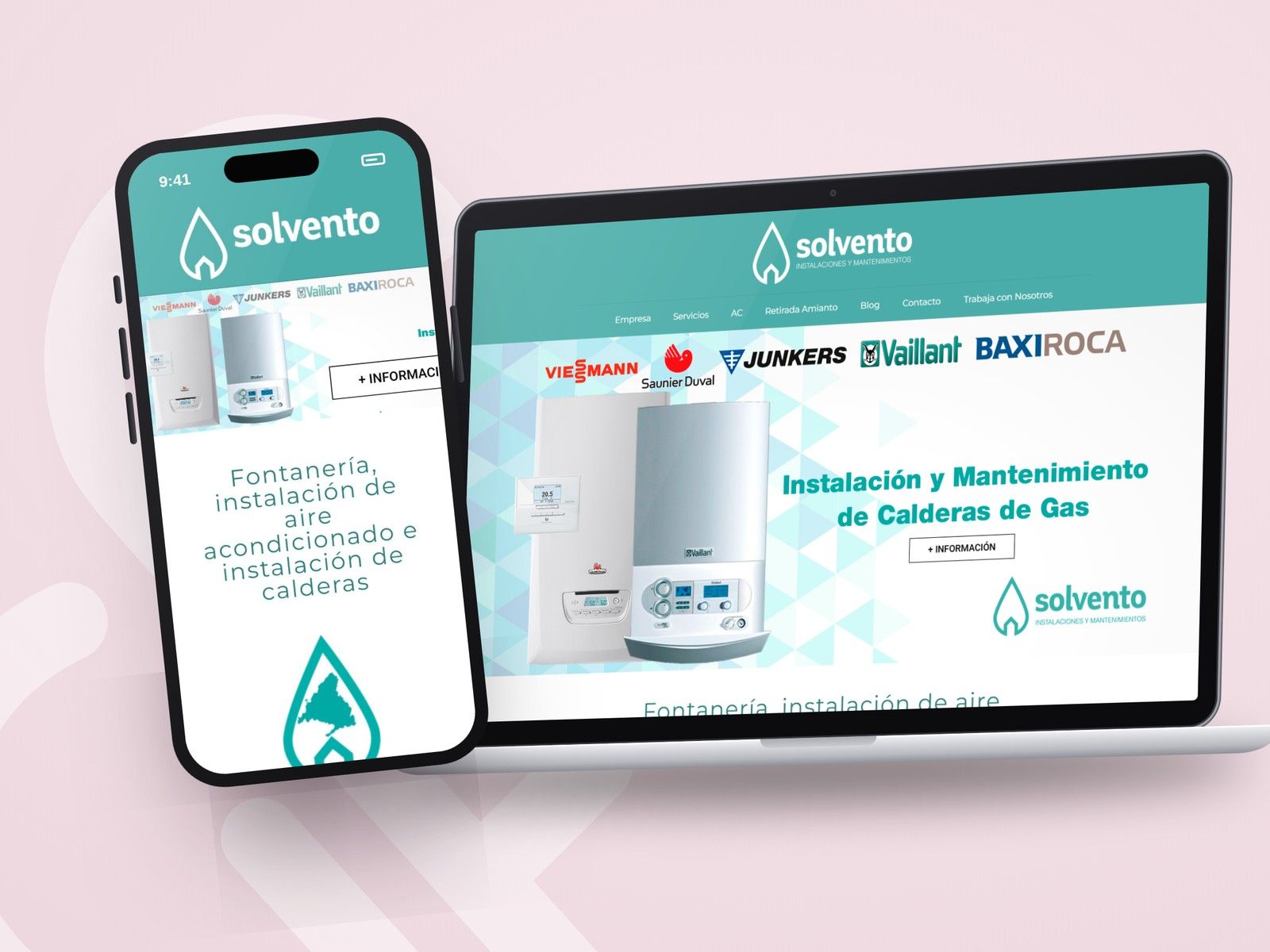 Web de Solvento en el móvil y en el portátil